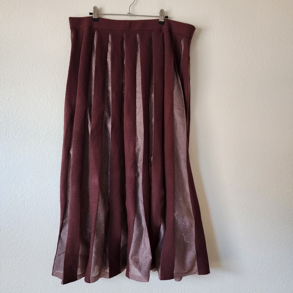 Anthropologie Sheer Pleated Maxi Skirt 2X - Picture 2 of 6